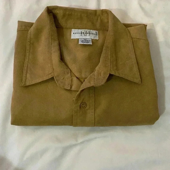 KNIGHTSBRIDGE men faux suede button down collared shirt western cowboy casual -L - Picture 10 of 11
